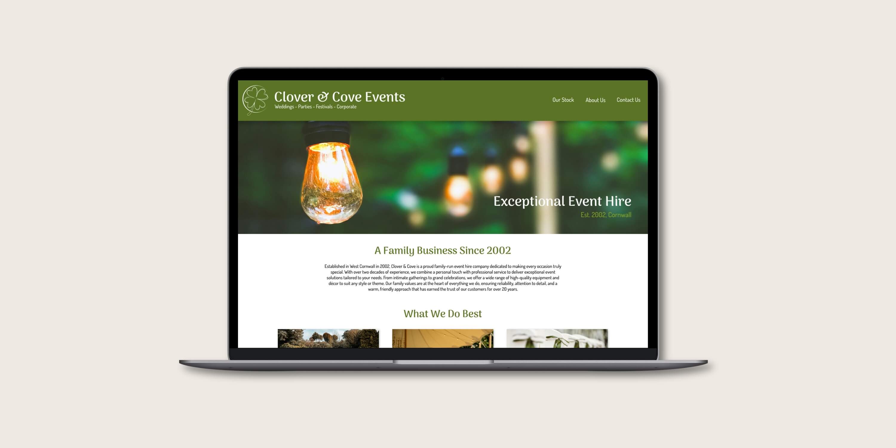 Website design & branding for Cornish event hire business