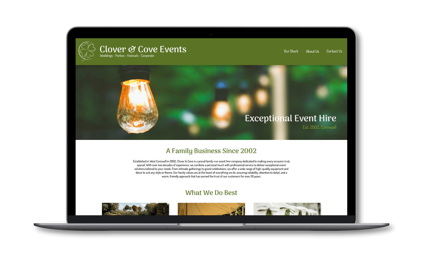 Website design for event hire business