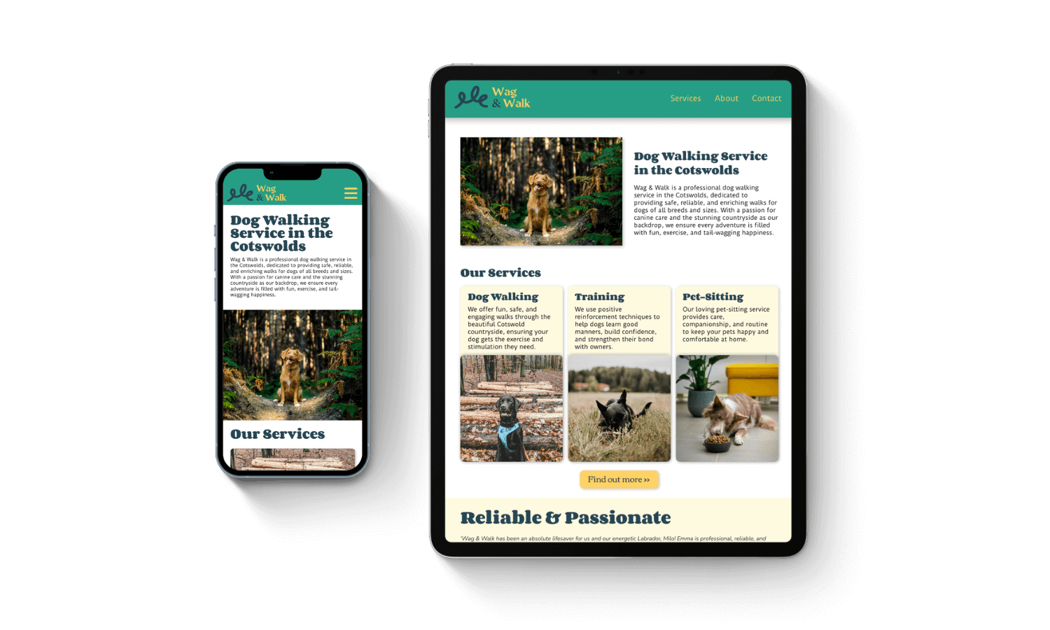 Mobile-friendly website design for dog walking service